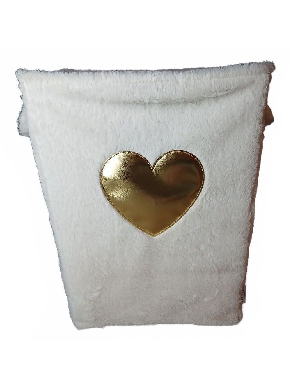 Juicy Couture Faux Fur Laundry Hamper White / Off White Gold Heart NWT Glam Y2K